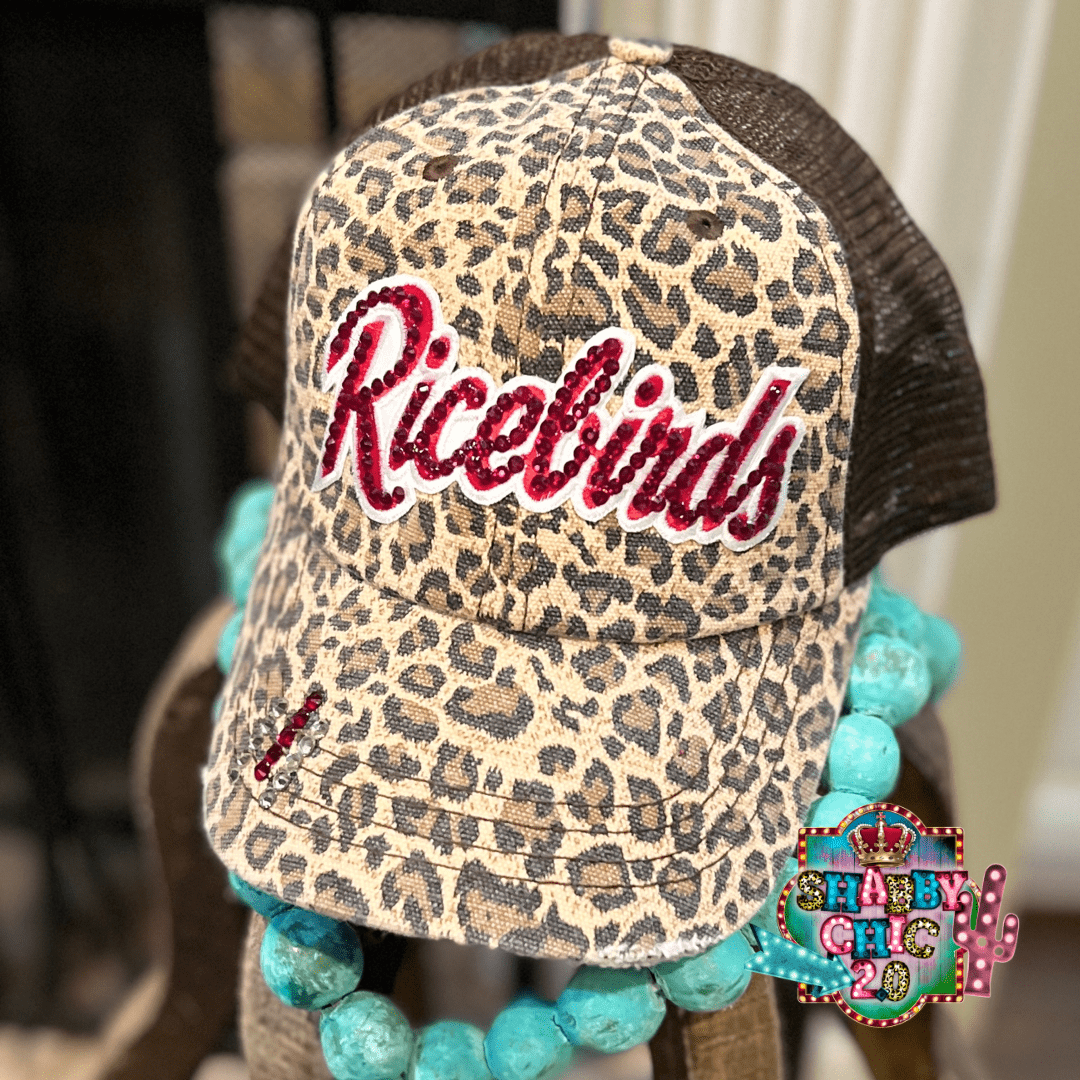 Leopard Ricebird Bling Cap Shabby Chic Boutique and Tanning Salon