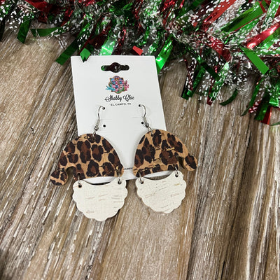 Leopard Santa Hat Earrings Shabby Chic Boutique and Tanning Salon