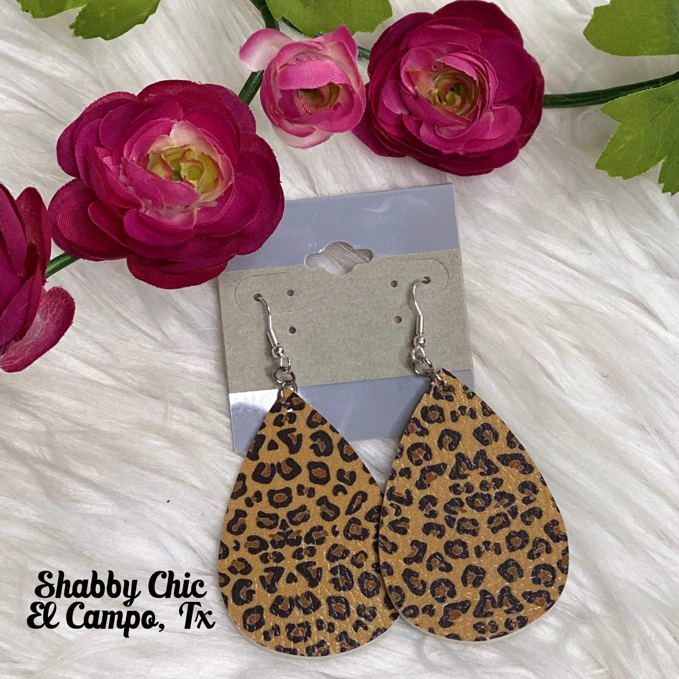 Leopard Small Print Earrings Shabby Chic Boutique and Tanning Salon
