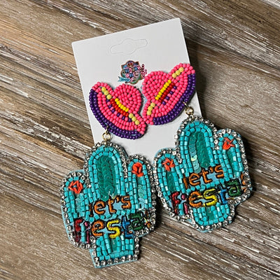 Let's Fiesta Earrings - Turquoise Shabby Chic Boutique and Tanning Salon