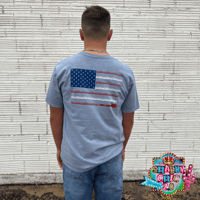 Liberty Roper Denim Crew Neck Flag Short Sleeve Tee Shabby Chic Boutique and Tanning Salon