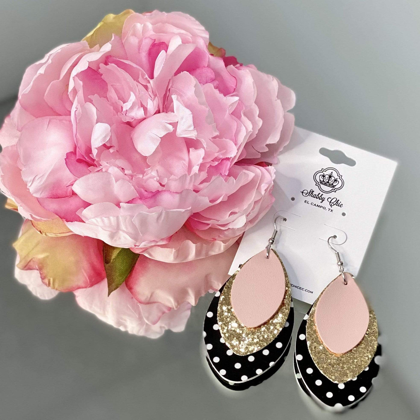 Light Pink, Gold and Dots earrings