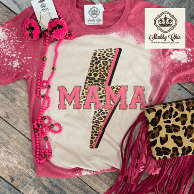Lightning Bolt Mama with Glitter Tee Shabby Chic Boutique and Tanning Salon