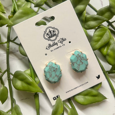 Lila Mae Earrings - Turquoise/Gold Shabby Chic Boutique and Tanning Salon