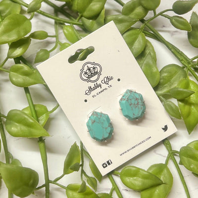 Lila Mae Earrings - Turquoise/Silver Shabby Chic Boutique and Tanning Salon