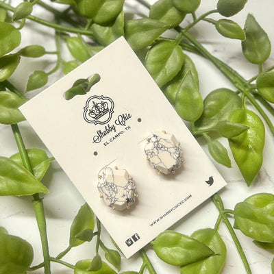 Lila Mae Earrings - White/Gold Shabby Chic Boutique and Tanning Salon