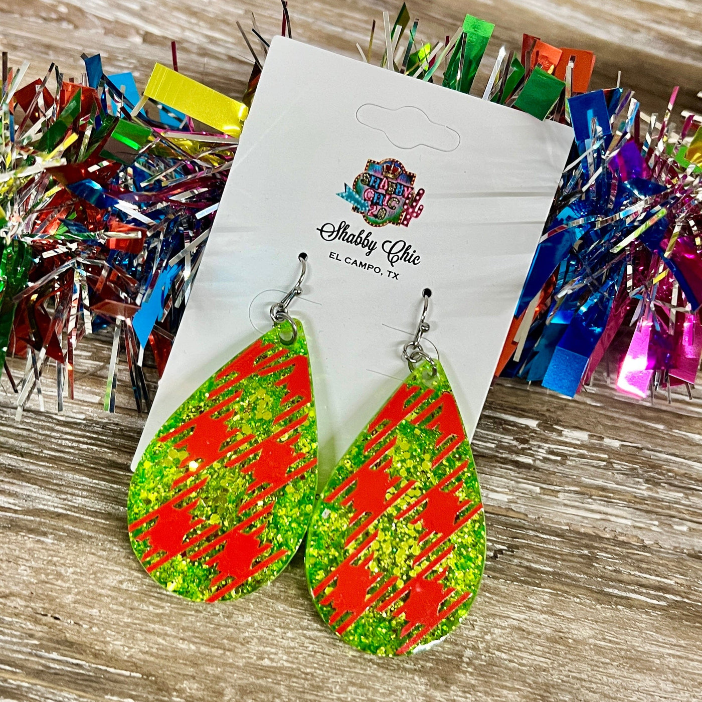 Lime/Red Plaid Earrings Shabby Chic Boutique and Tanning Salon