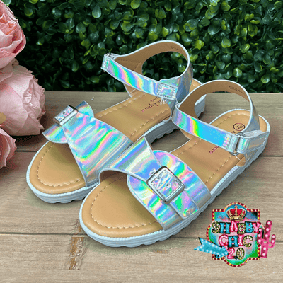 Little Girl's Holographic Sandals Shabby Chic Boutique and Tanning Salon