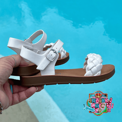 Little Girls Tarina White Sandals Shabby Chic Boutique and Tanning Salon
