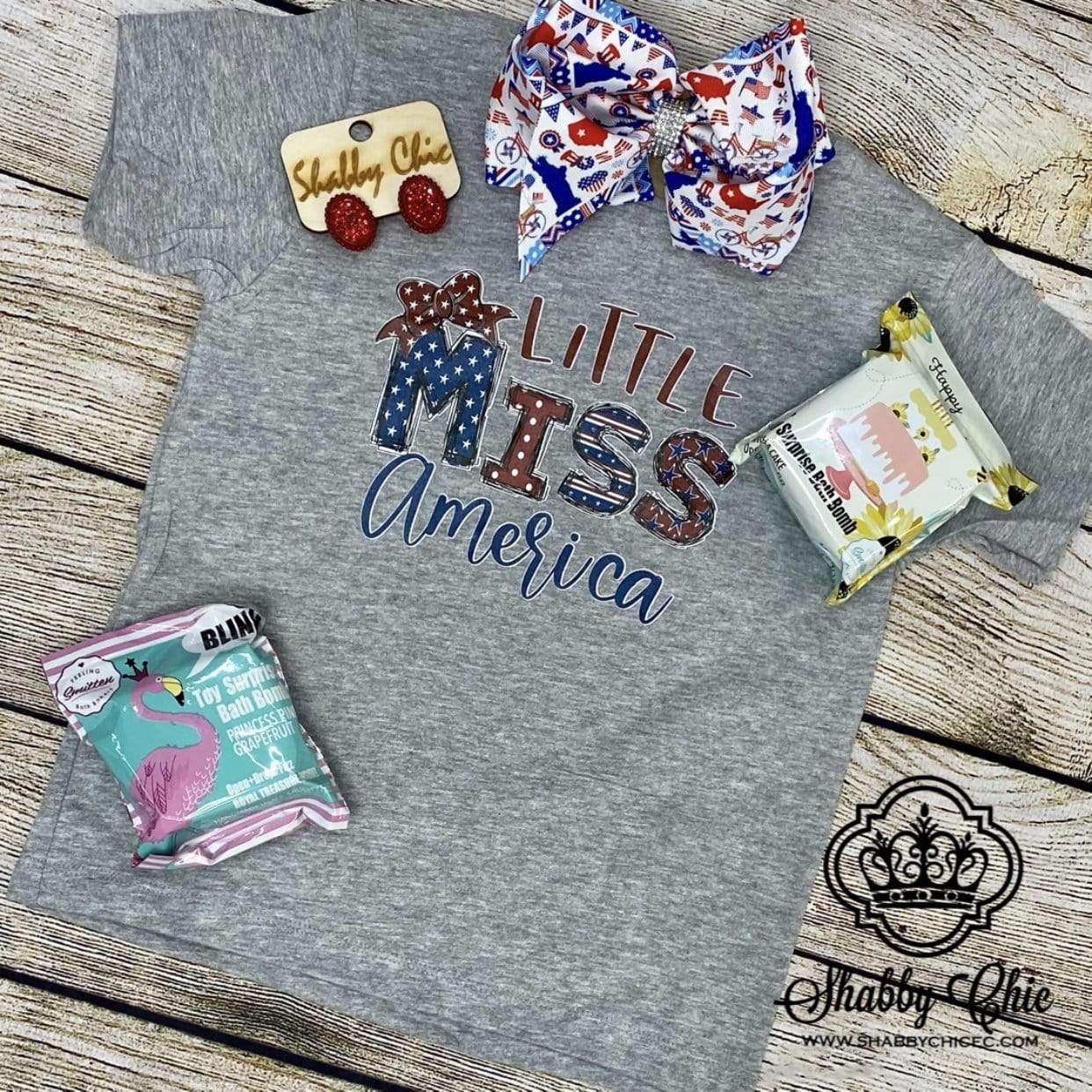 Little Miss America Tee- Youth Shabby Chic Boutique and Tanning Salon