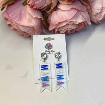 Mama Earrings Shabby Chic Boutique and Tanning Salon Blue