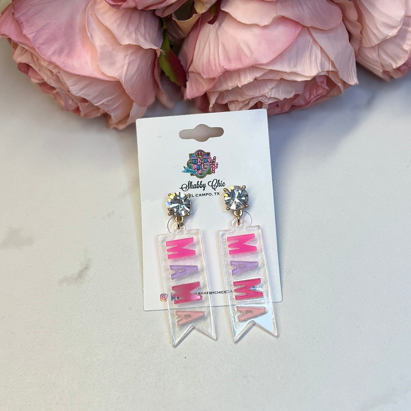 Mama Earrings Shabby Chic Boutique and Tanning Salon Pink and Purple