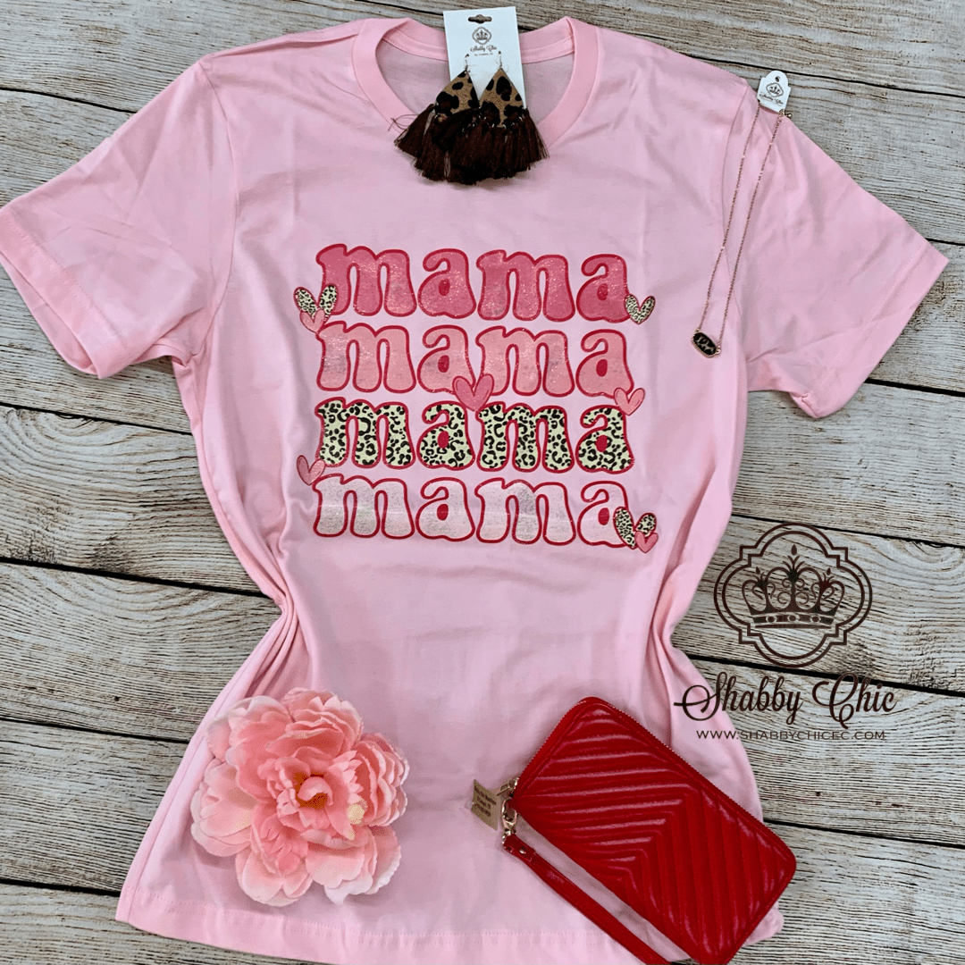 Mama Mama Mama Mama Tee with Hearts Shabby Chic Boutique and Tanning Salon