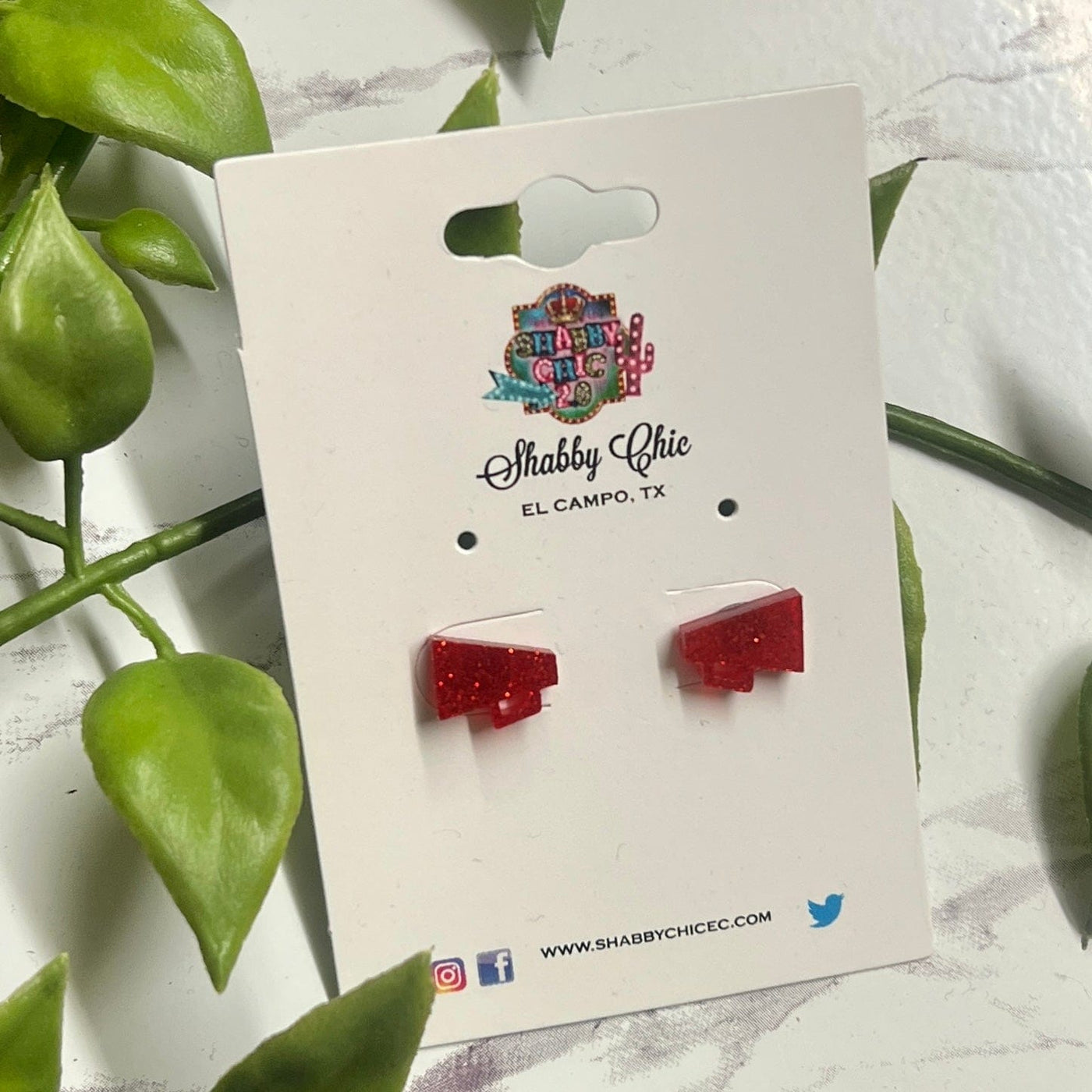 Megaphone Earrings Shabby Chic Boutique and Tanning Salon Red