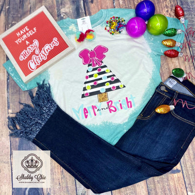 Merry and Bright Tree Tee - bleached Shabby Chic Boutique and Tanning Salon