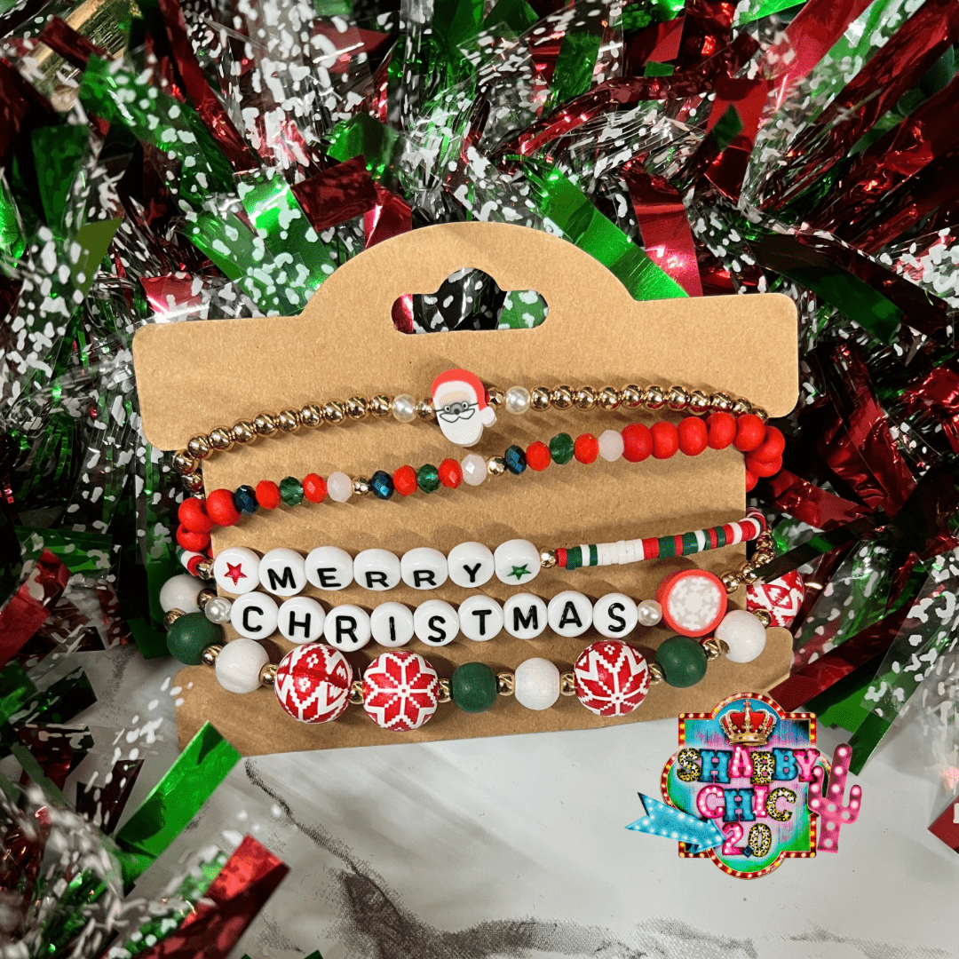 Merry Christmas Bracelet Sets Shabby Chic Boutique and Tanning Salon