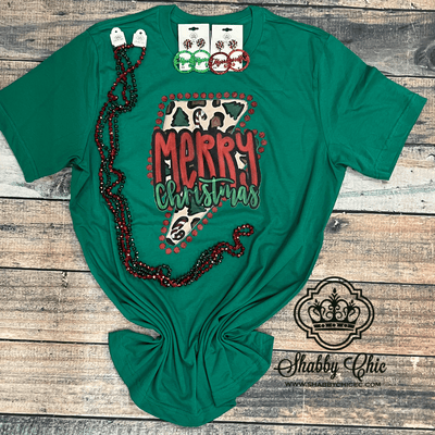 Merry Christmas Lightning Bolt Tee Shabby Chic Boutique and Tanning Salon