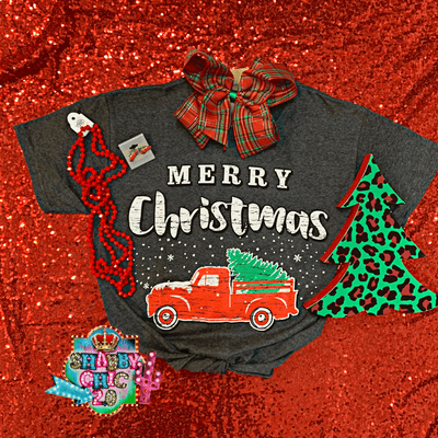 Merry Christmas Truck Tee - Youth Shabby Chic Boutique and Tanning Salon YM