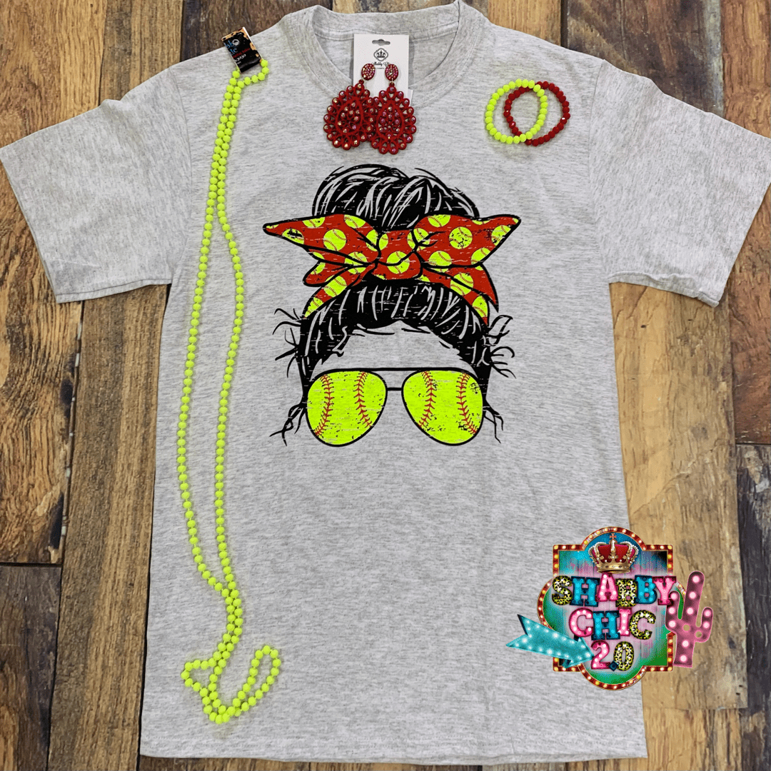 Messy Bun Tee - Softball Shabby Chic Boutique and Tanning Salon