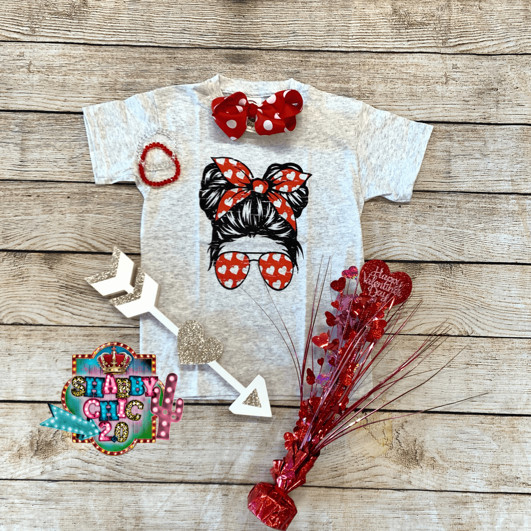 Messy Bun Valentine's Tee - Youth Shabby Chic Boutique and Tanning Salon