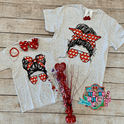 Messy Bun Valentine's Tee - Youth Shabby Chic Boutique and Tanning Salon