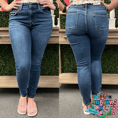 Mid Rise Skinny Fit Med Wash Judy Blue Jeans - NON DISTRESSED Shabby Chic Boutique and Tanning Salon