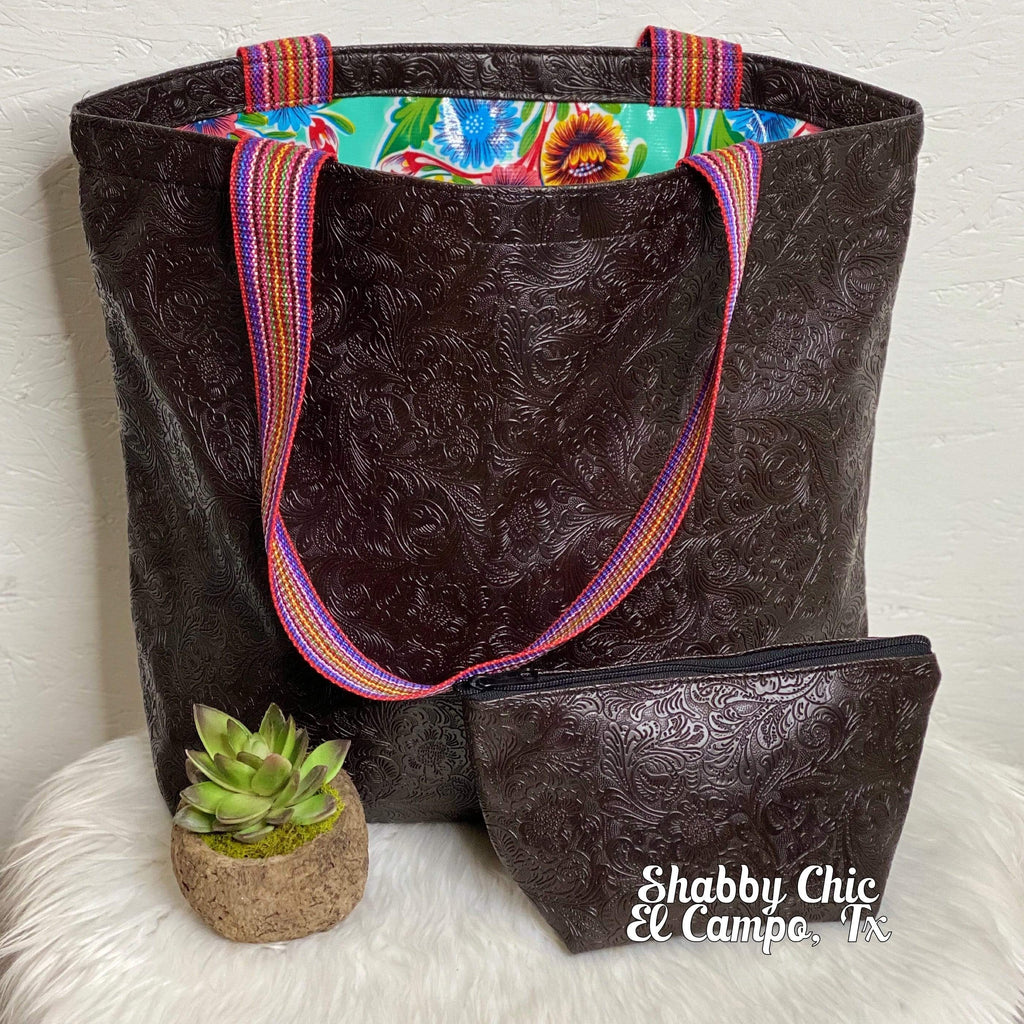 Mocha Tooled Tote