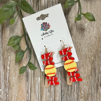 Mom Ball Earrings Shabby Chic Boutique and Tanning Salon Softball