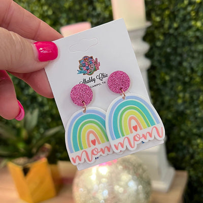 Mom Rainbow Earrings Shabby Chic Boutique and Tanning Salon