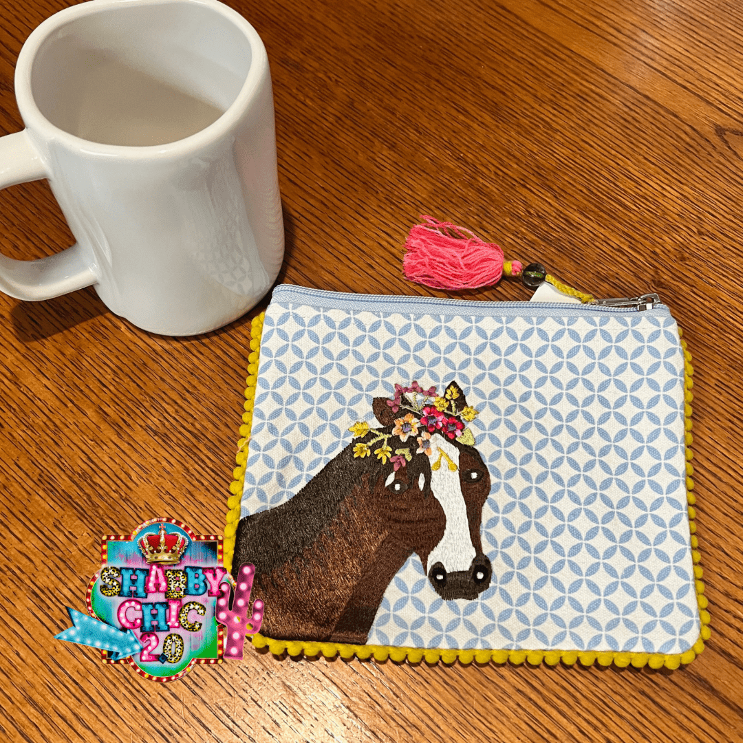 Mustang Horse Cotton Pouch Shabby Chic Boutique and Tanning Salon