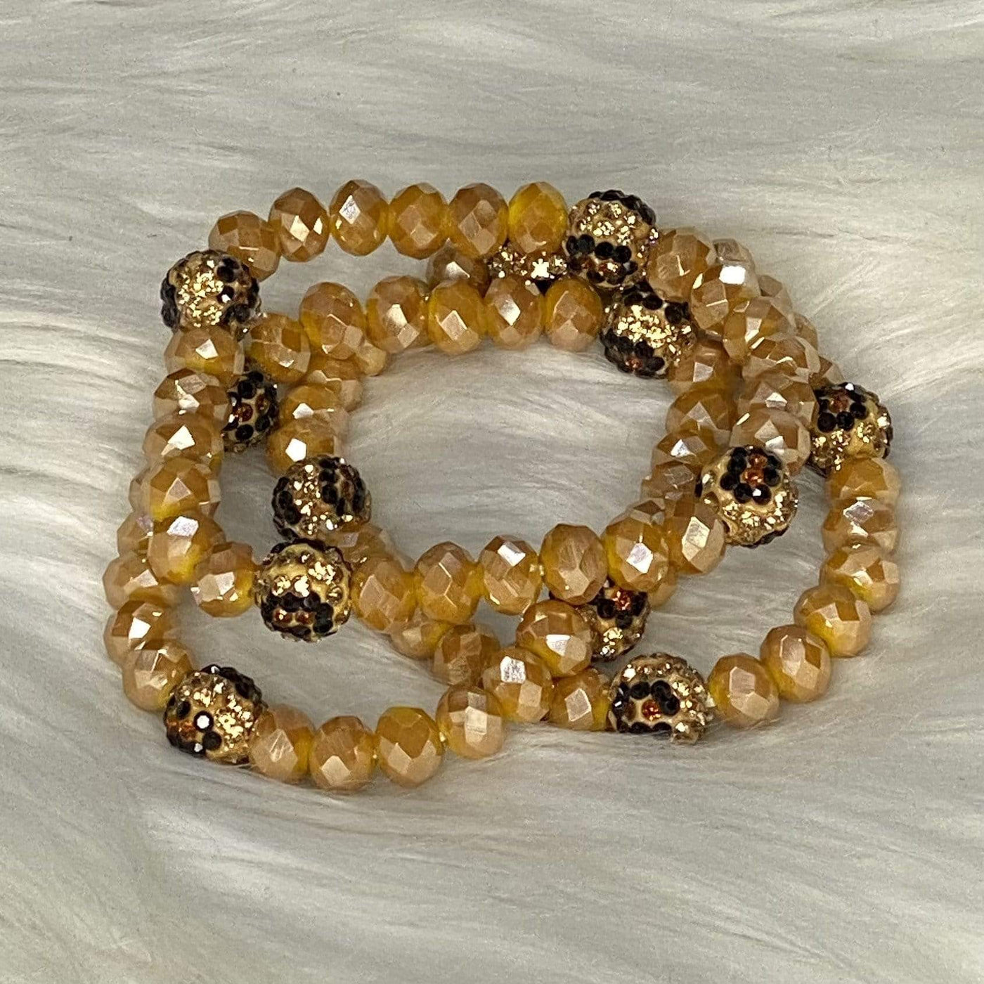 Mustard and Leopard Crystal Bracelet Shabby Chic Boutique and Tanning Salon