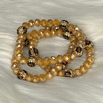 Mustard and Leopard Crystal Bracelet Shabby Chic Boutique and Tanning Salon