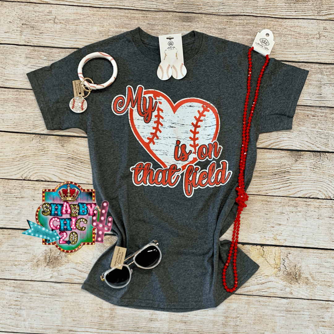 My Heart if on that Field Tee - Baseball Shabby Chic Boutique and Tanning Salon
