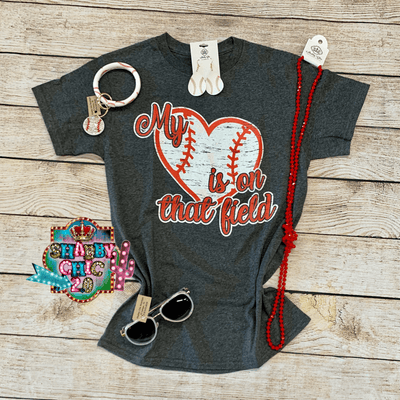 My Heart if on that Field Tee - Baseball Shabby Chic Boutique and Tanning Salon