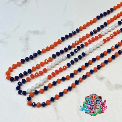 Navy and Orange 60 inch Crystal Necklace Shabby Chic Boutique and Tanning Salon