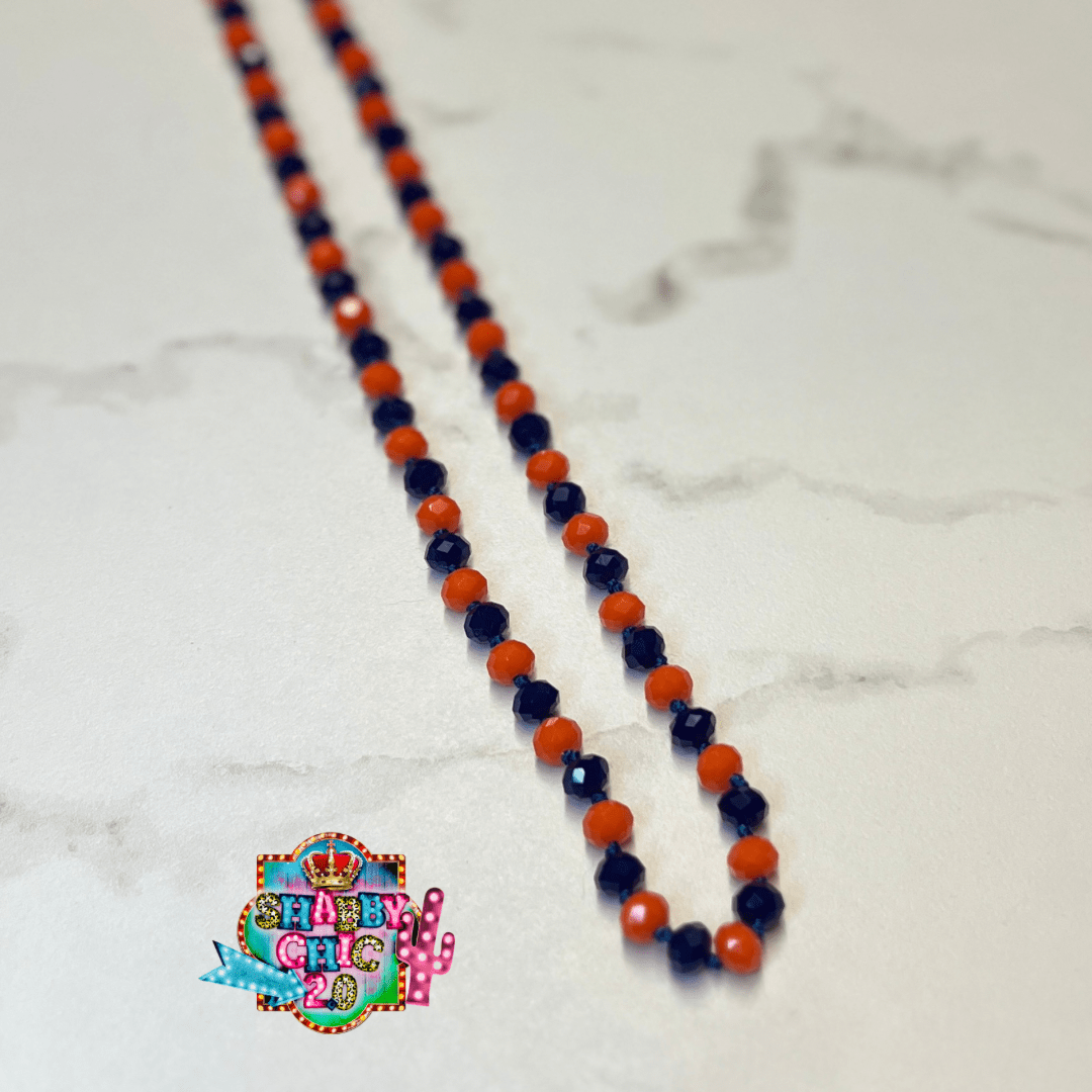 Navy and Orange 60 inch Crystal Necklace Shabby Chic Boutique and Tanning Salon Navy and Orange