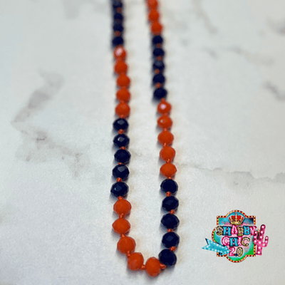 Navy and Orange 60 inch Crystal Necklace Shabby Chic Boutique and Tanning Salon Navy and Orange Cluster