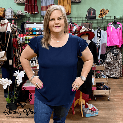 Navy Top - Curvy Shabby Chic Boutique and Tanning Salon