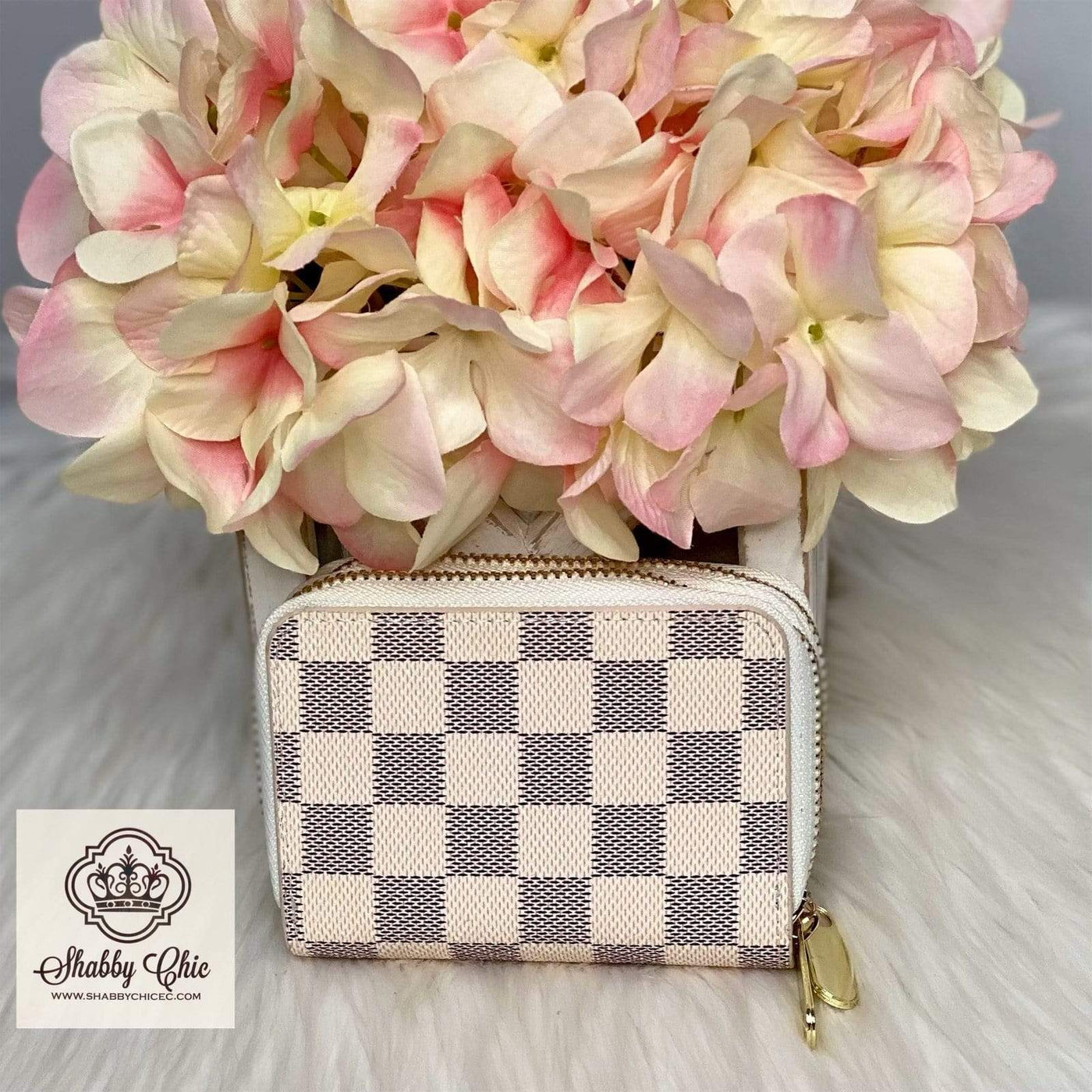 Off White Small Luxury Zip Wallet Shabby Chic Boutique and Tanning Salon