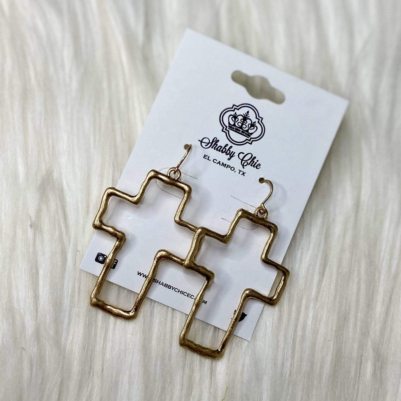 Open Cross earrings - Gold Shabby Chic Boutique and Tanning Salon