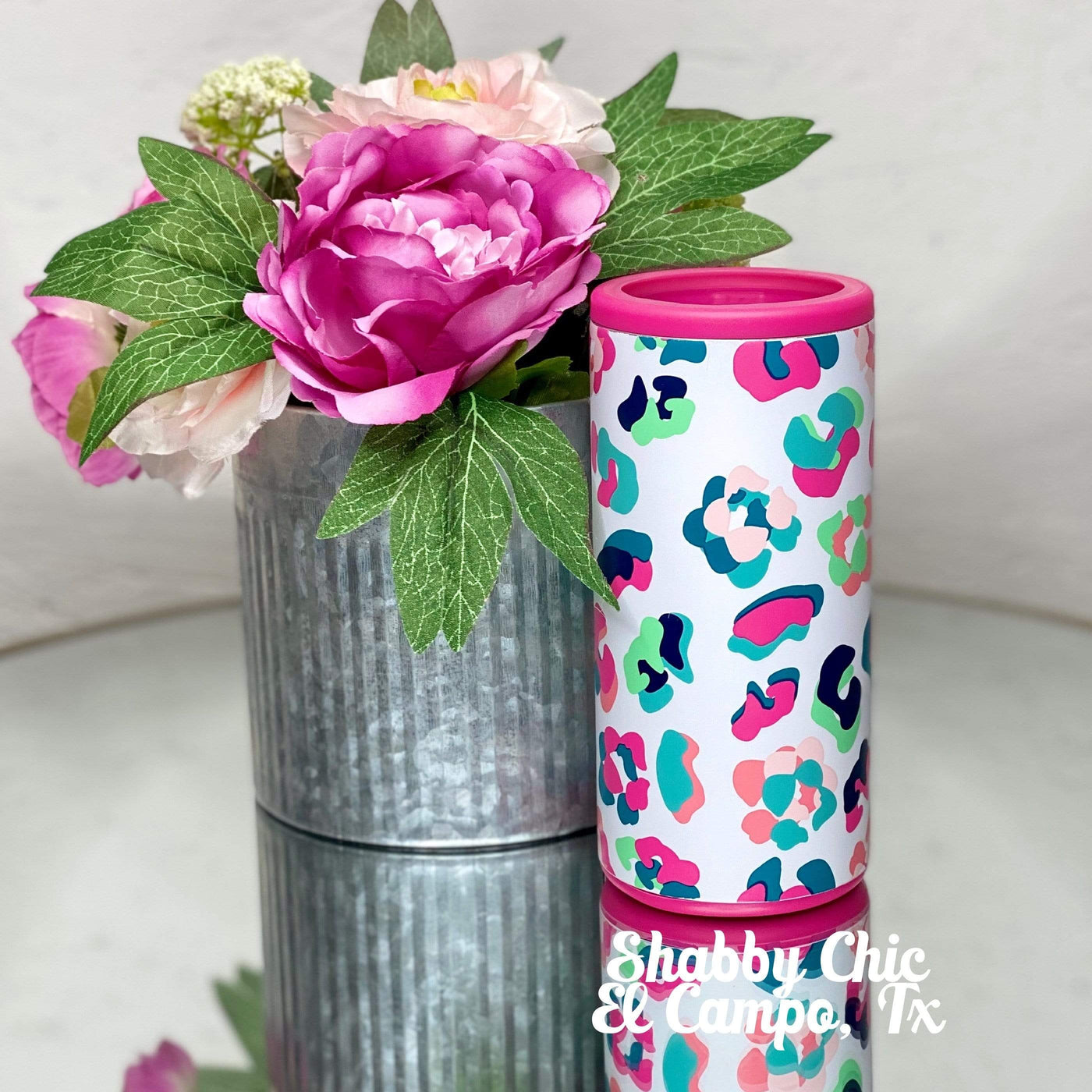 Party Animal 12oz Skinny Can Cooler Shabby Chic Boutique and Tanning Salon