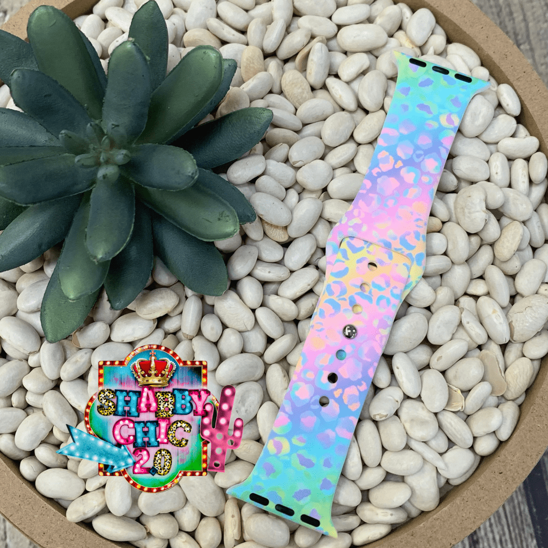 Pastel Leopard Print Watchbands Shabby Chic Boutique and Tanning Salon