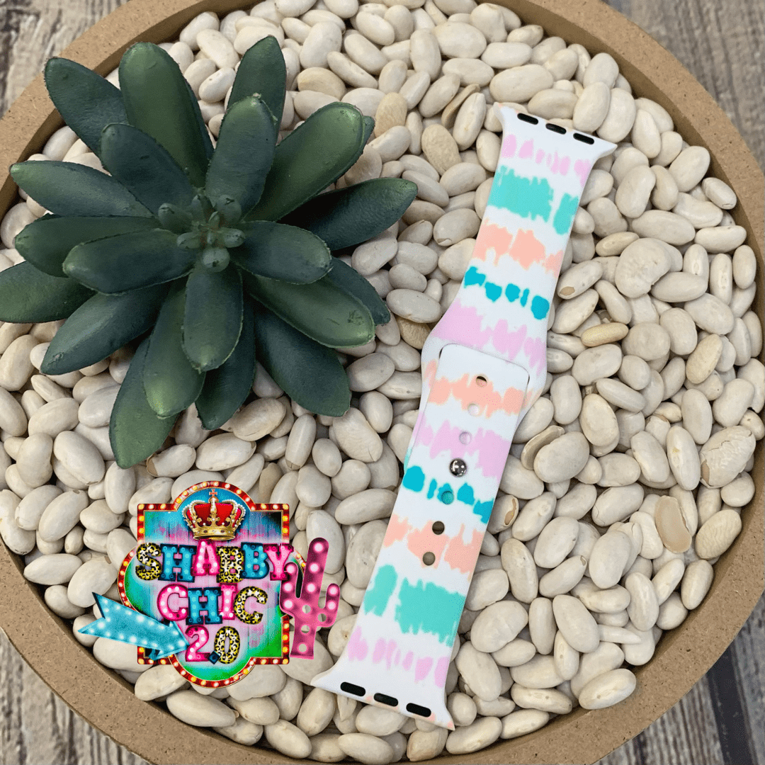 Pastel Stripes Print Watchbands Shabby Chic Boutique and Tanning Salon