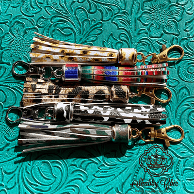 Patterned Bag Tassels - SILVER or GOLD HARDWARE Shabby Chic Boutique and Tanning Salon