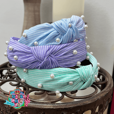 Pearl Studded Gingham Headbands Shabby Chic Boutique and Tanning Salon