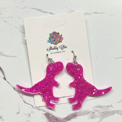 Pink Dinosaur Earrings Shabby Chic Boutique and Tanning Salon