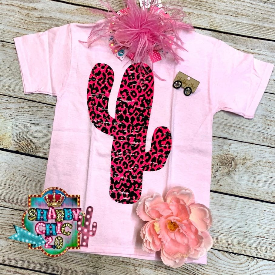 Pink Leopard Cactus Tee - Youth Shabby Chic Boutique and Tanning Salon