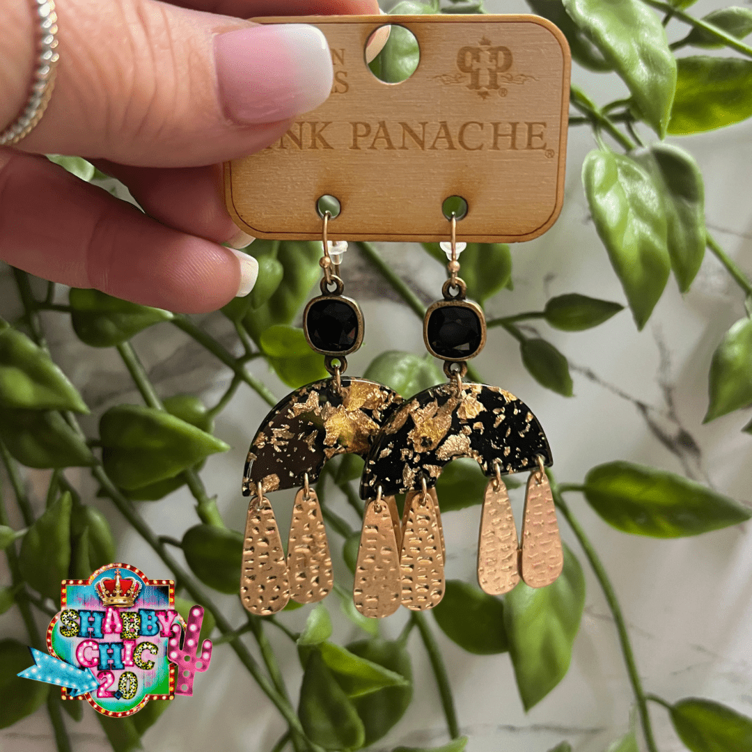 Pink Panache Black and Gold Earrings Shabby Chic Boutique and Tanning Salon