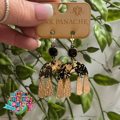 Pink Panache Black and Gold Earrings Shabby Chic Boutique and Tanning Salon