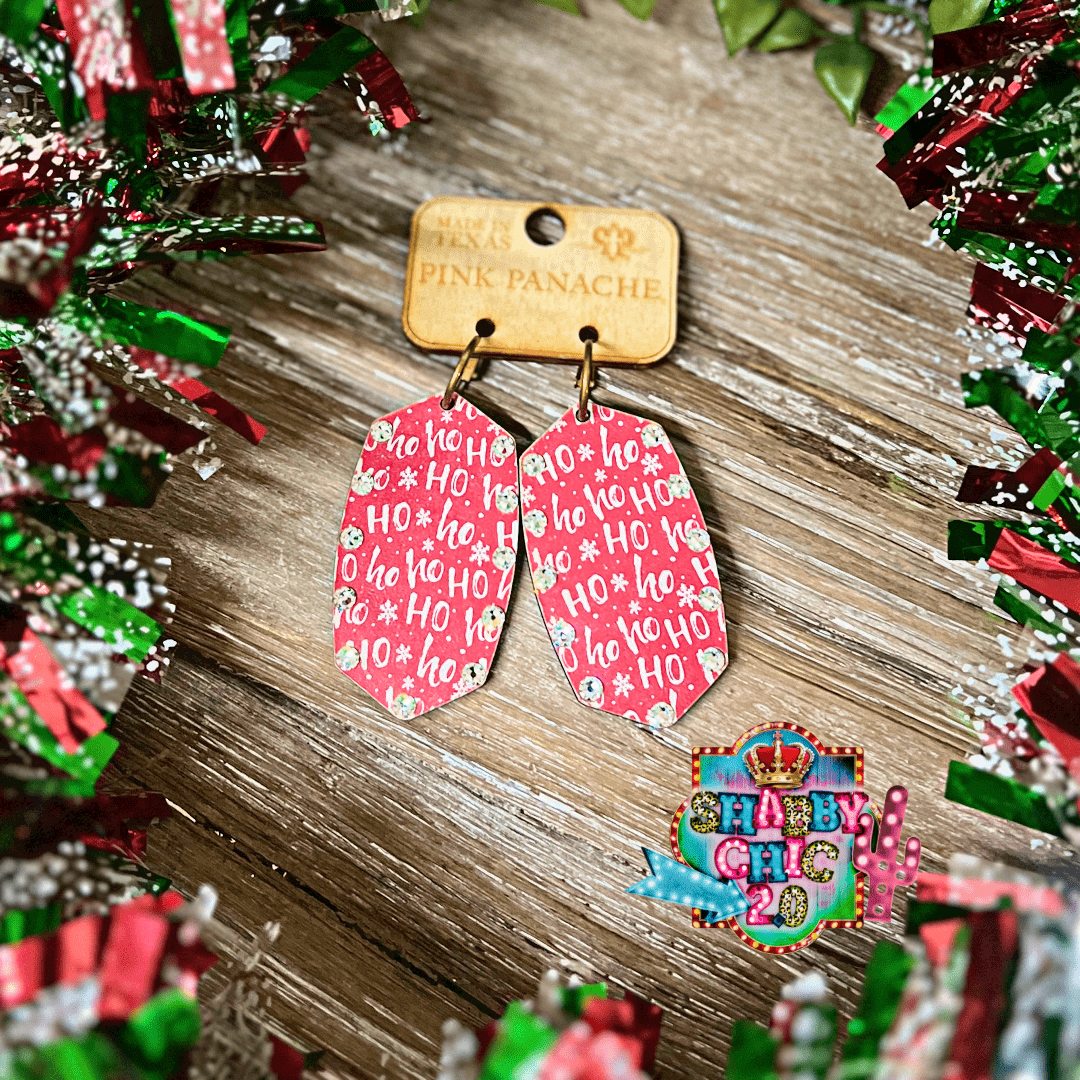 Pink Panache Ho Ho Ho Earrings Shabby Chic Boutique and Tanning Salon
